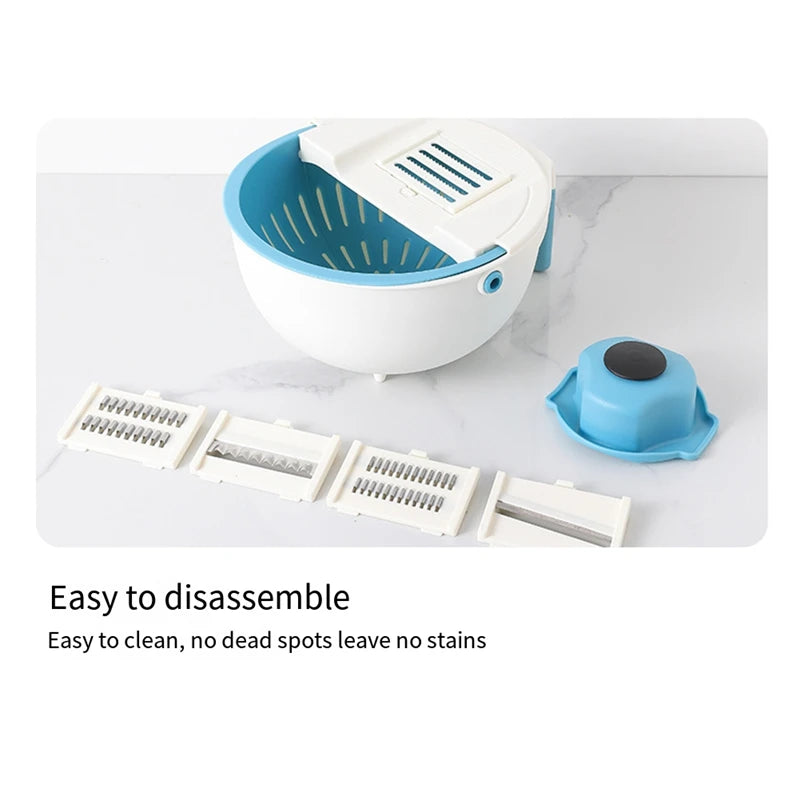 WISH Versatile Kitchen Vegetable Cutter - Multi-Function Chopper, Slicer, Grater With Drain Basket, Ideal For Potatoes & More Oasis Select