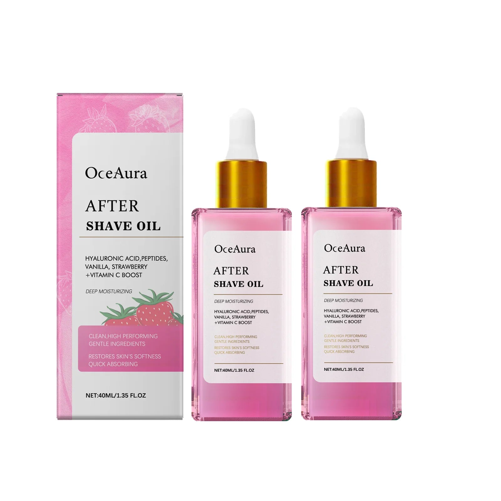Strawberry Hair Removal Care Oil Hair Removal Soothing Moisturizing Nourishing Hyaluronic Acid Fast Absorb Body Care Oasis Select 2pcs