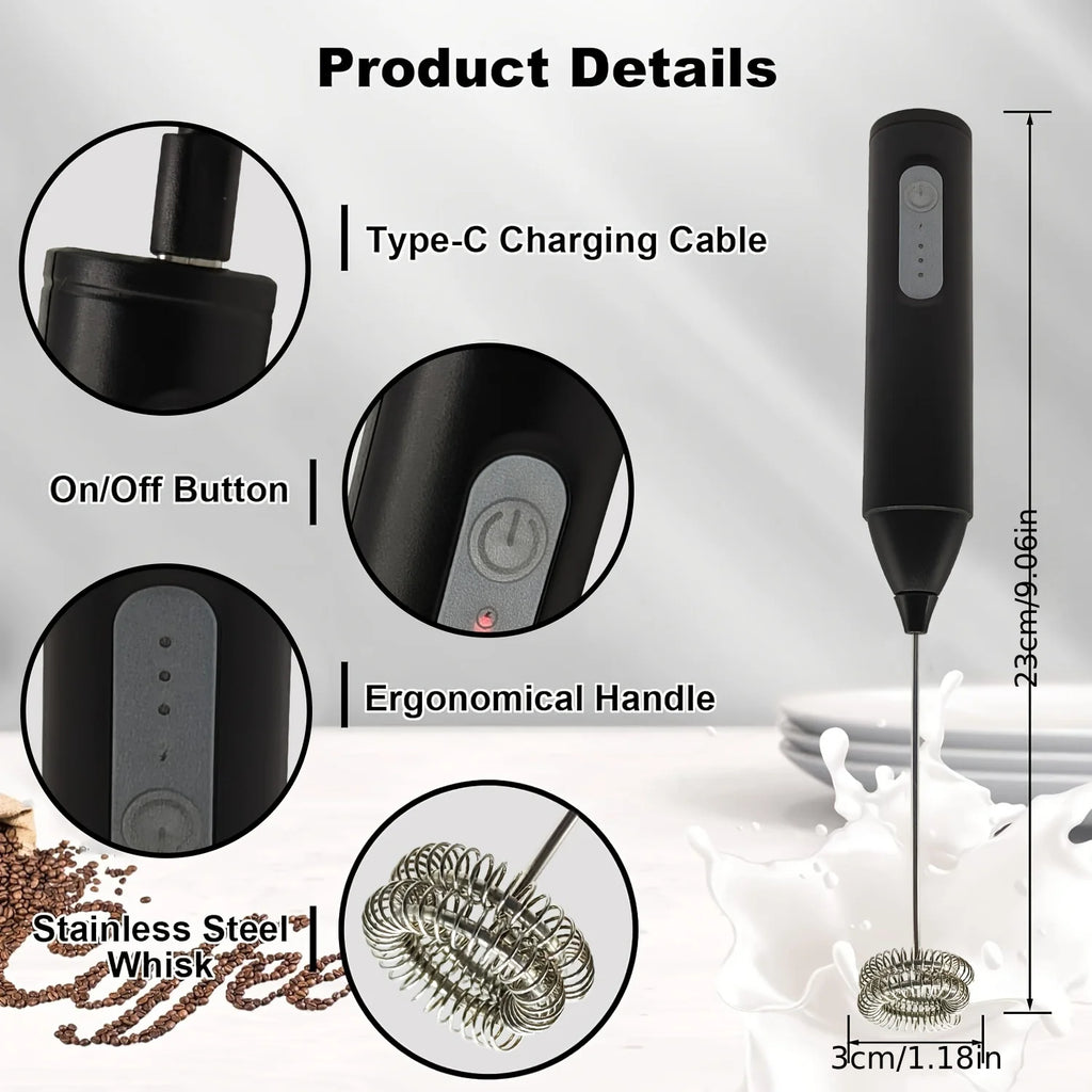 MINI Handheld Electric Milk Frother USB Rechargeable, Automatic Foam Maker for Lattes, Hot Chocolate Blender Egg Beater Tools Oasis Select
