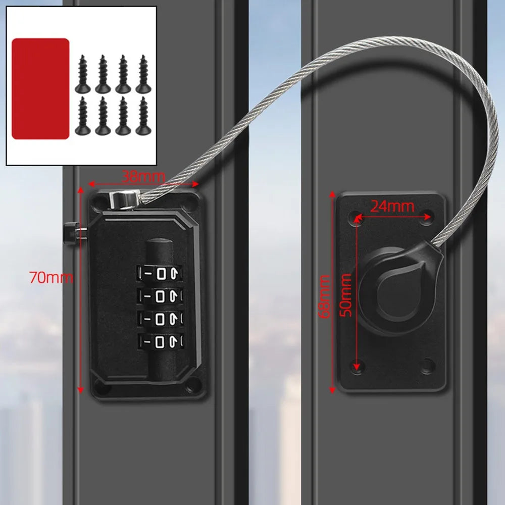 Anti-pinch Hand Safety Lock Adjustable No Drilling Cabinet Lock Unisex Protection Window Digital Password Lock for Home Oasis Select Black-password