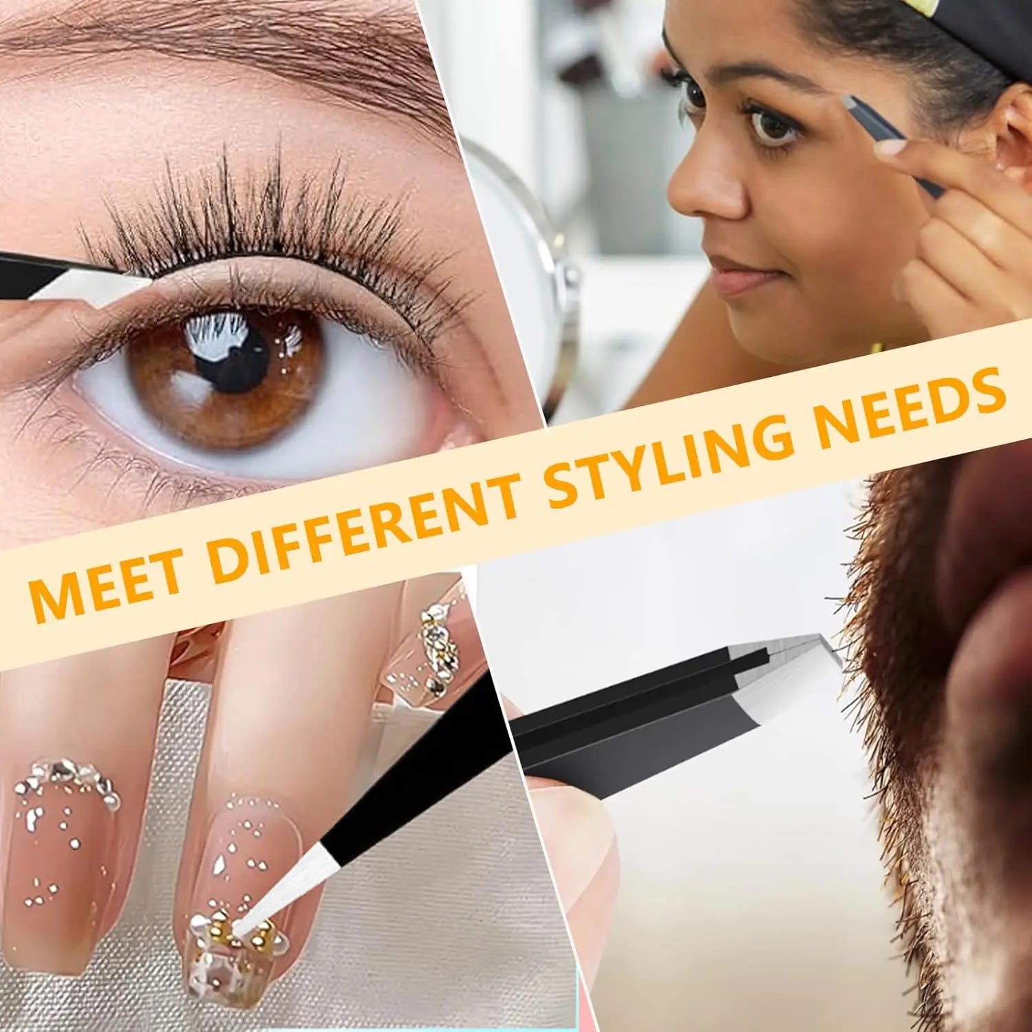 Eyebrow tweezer & eyebrow scissors set, stainless steel multifunctional eyebrow & facial hair trimming beauty, eye styling tool Oasis Select