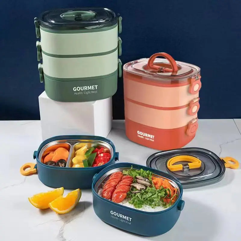 2000ML Insulation Lunch Box Portable 3 Layer Student Bento Box Leakproof Microwavable Food Container School Travel Office Picnic Oasis Select