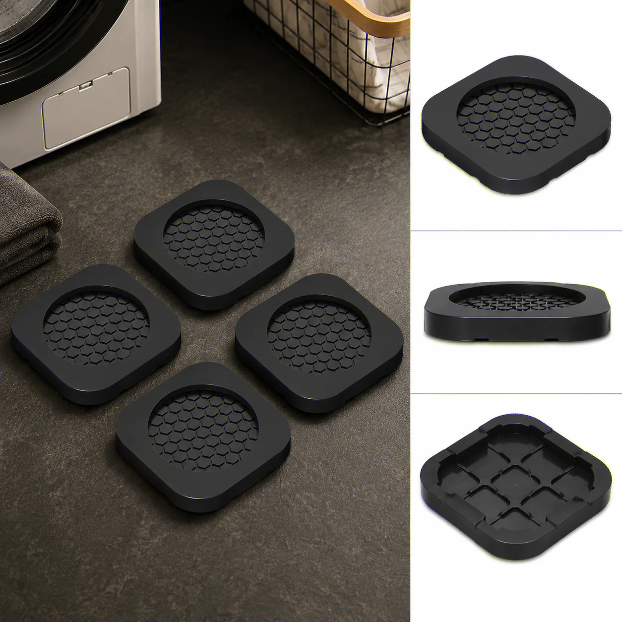 4Pcs Heavy Duty Anti Vibration Feet Pads Silent Anti Slip Dampers Stands for Washing Machine Refrigerator Furniture Oasis Select