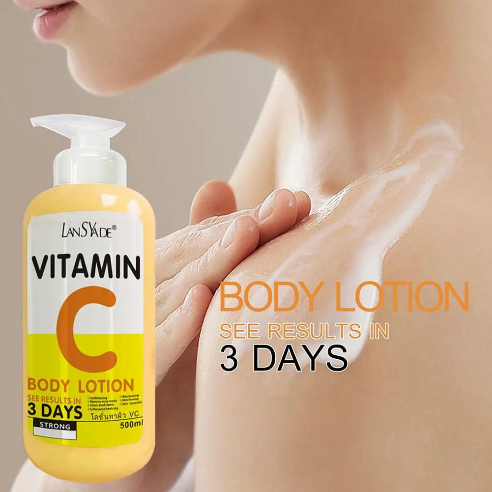 500ml Vitamin C Body Cream Whitening Hydroxy Acids VE Remove Acne Marks Deep Moisturizing Lightening Body Lotion Skin Care Oasis Select