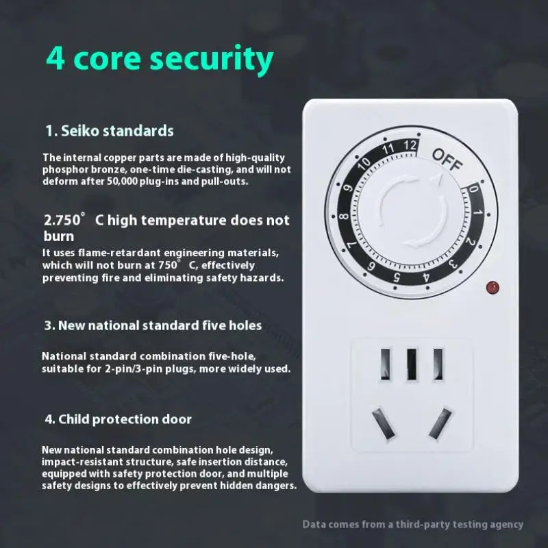 12/24 Hour Mechanical Cyclic Timer Switch Outlet Socket