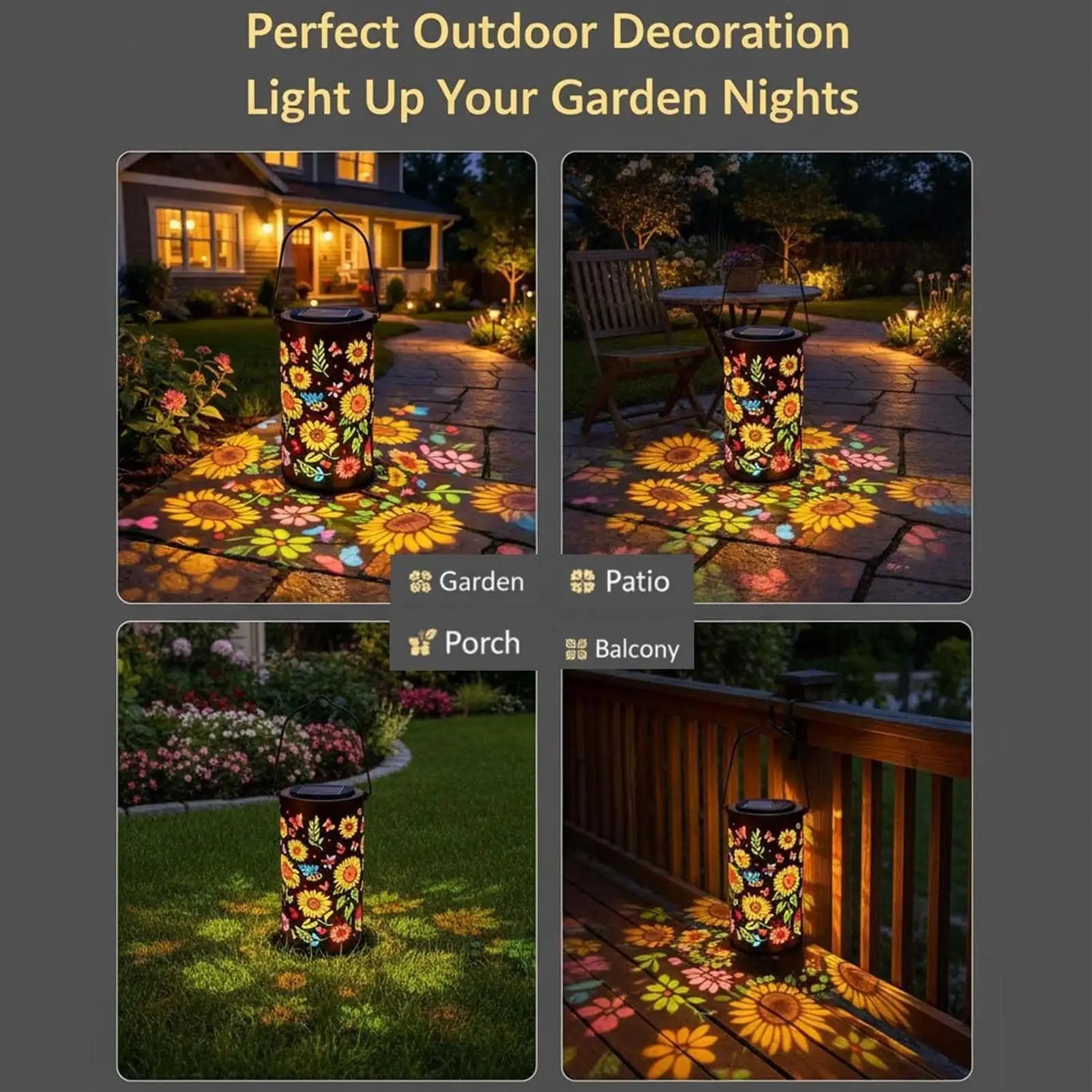 Solar Powered Sunflower Light Shadow Light Waterproof Outdoor Light For Night Pathway Lawn Garden Patio Decor Colorful Light Oasis Select