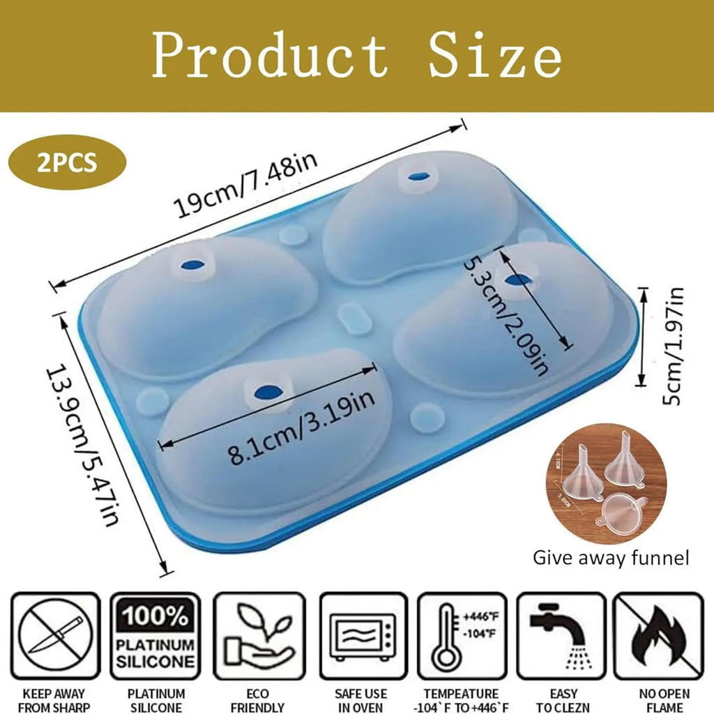 Mousse Molds Silicone 3D Mango Shape Soap Molds Cake Mould 4-Cavity for Jelly Pudding Chocolate Holiday Party Planners Kitchen Oasis Select