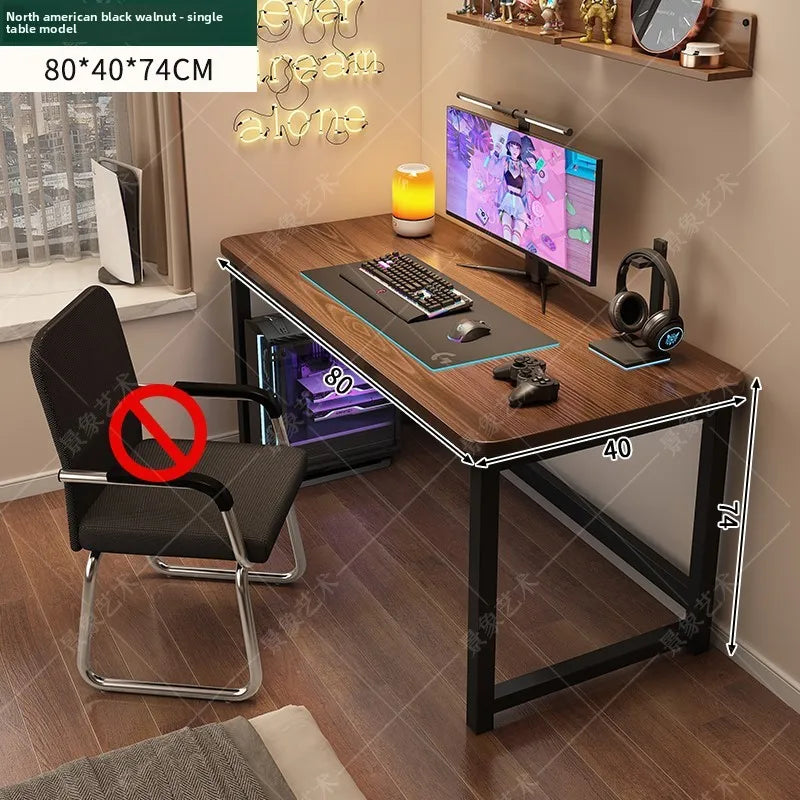 Computer desk Desktop study desk Long workbench E-sports table and chair desk Oasis Select Black Walnut-80cm