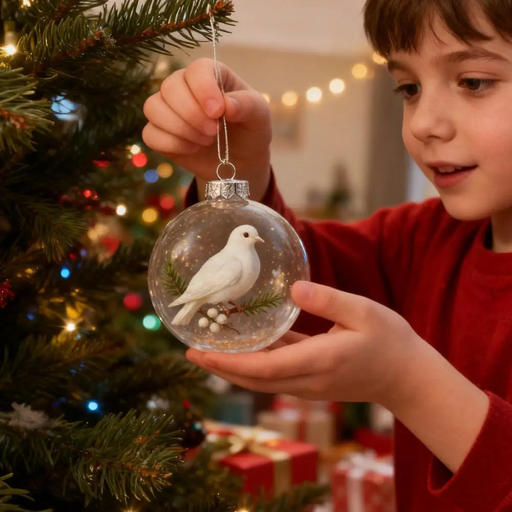 Cardinal Bird Christmas Ball Ornaments – Clear Acrylic Set