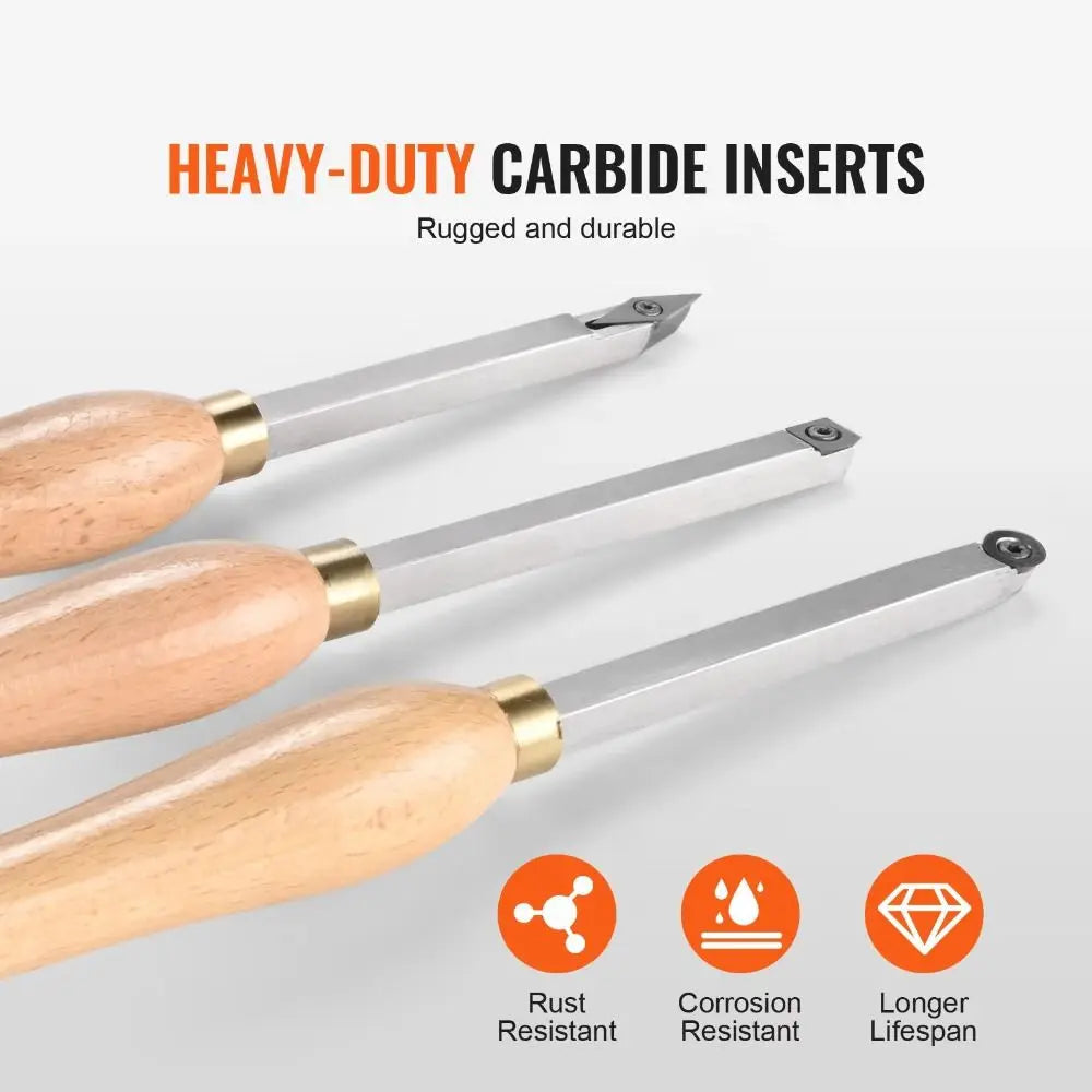 Hard Alloy Wood Lathe Tool Set – Swan Neck & Ergonomic Handle