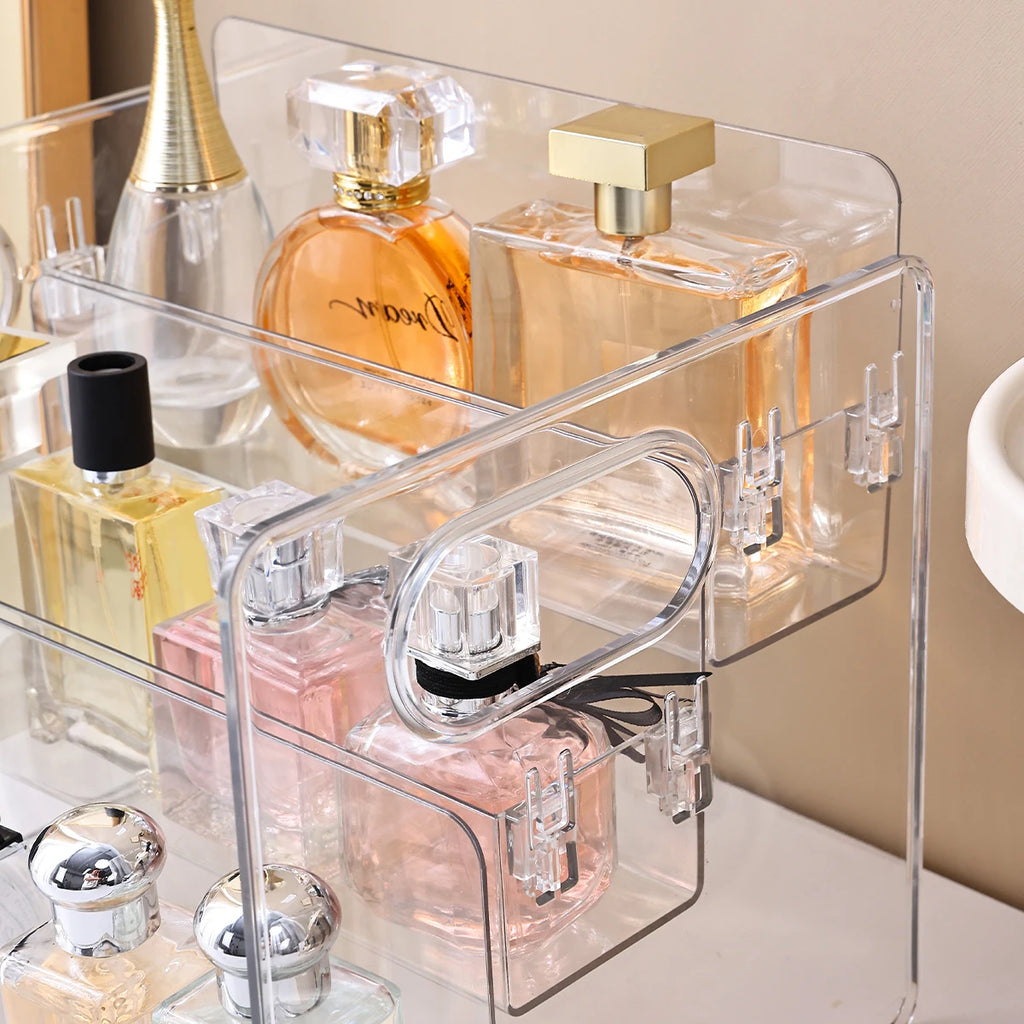 1pc 3-layer Acrylic Buckle Perfume Storage Rack Portable Desktop Perfume Cosmetics Display Rack Stepped Dresser Storage Rack Oasis Select