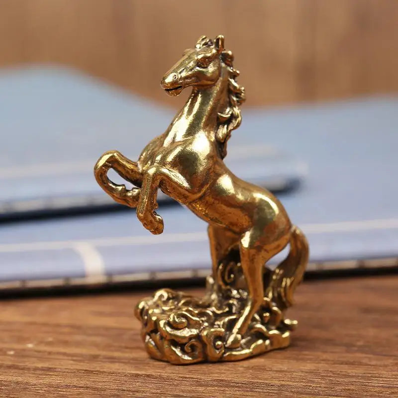 Brass Horse Sculpture Metal Craft Chinese Zodiac Desktop Ornament Living Room Coffee Table Home Decoration Oasis Select