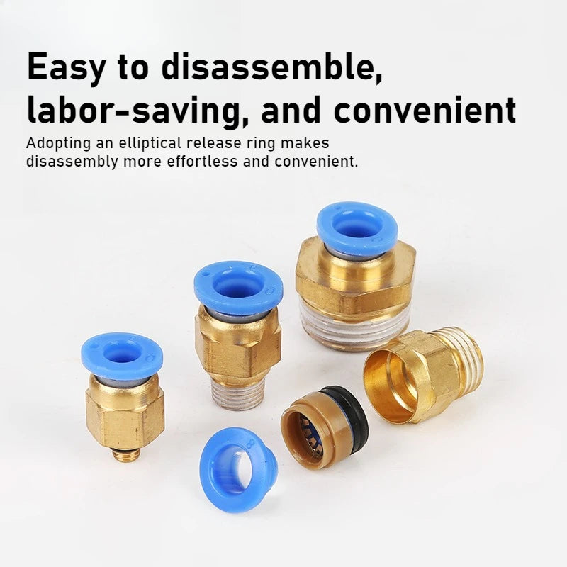 Quick Connector Tracheal Pneumatic PC8-02 Copper External Thread Straight Through Quick Insert Tracheal Connector PC1-03/12-04 Oasis Select