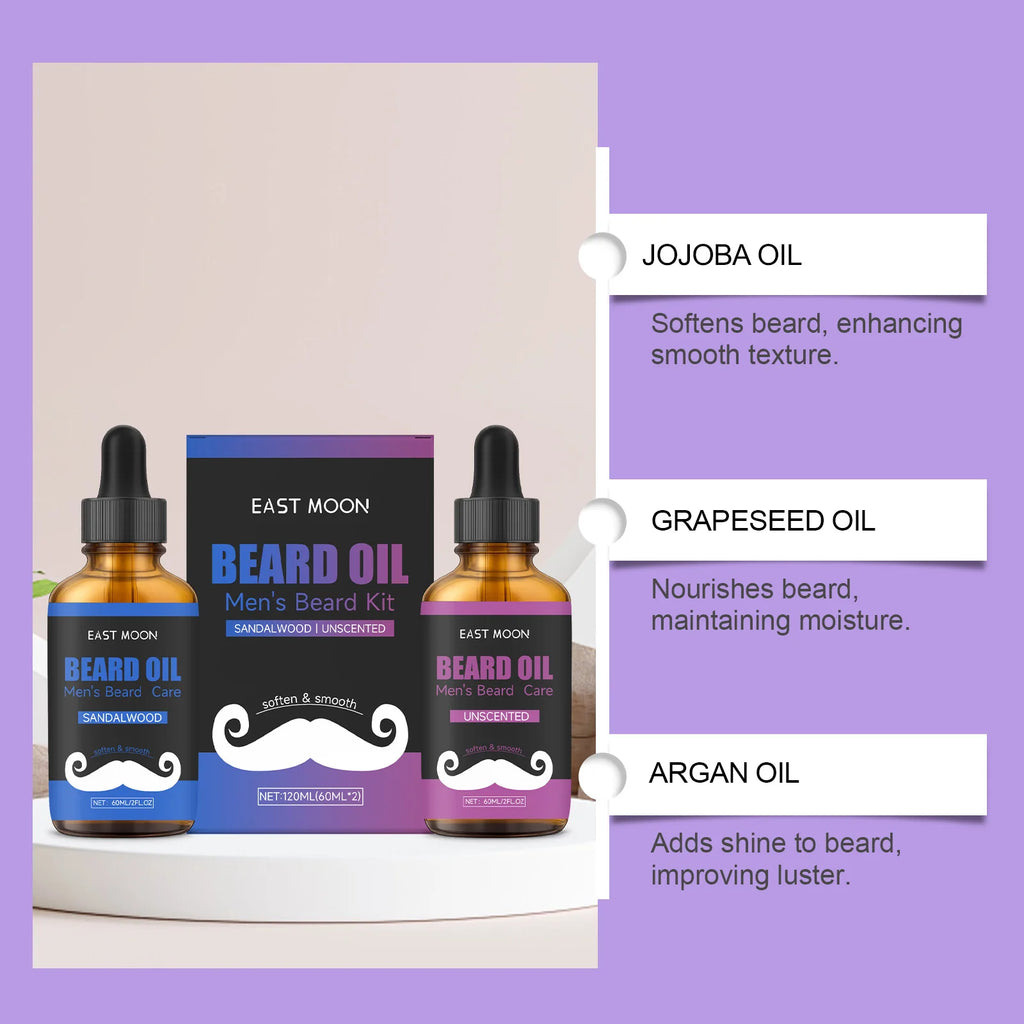 East Moon Beard Oil Kit – Unscented & Sandalwood 2x30ml Beard Oil Kit Oasis Select