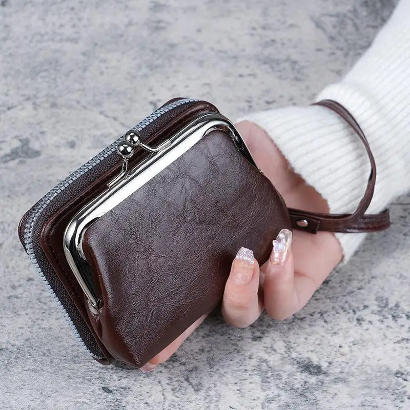 Women's PU Leather Wristlet Coin Purse | Dual Compartment Mini Wallet