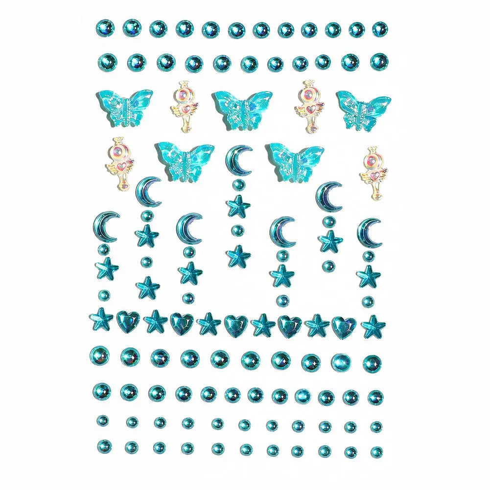 Butterfly Face Gems – 128pc Self-Adhesive Crystal Rhinestone Stickers