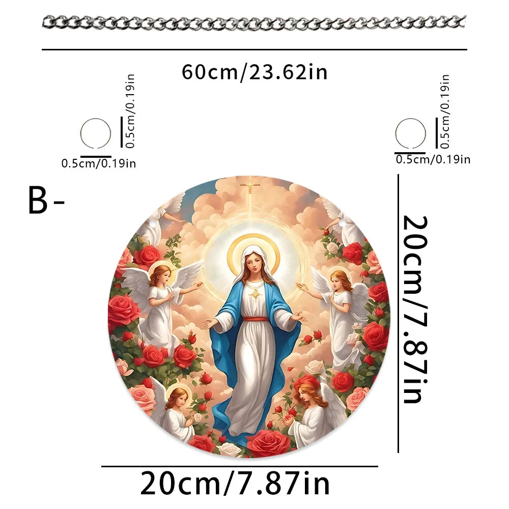 New Flower Cluster Angel Girl Warm Mother Daughter Acrylic Disc Hanging Pendant With Rope For Home Wind Chimes Decoration Oasis Select B