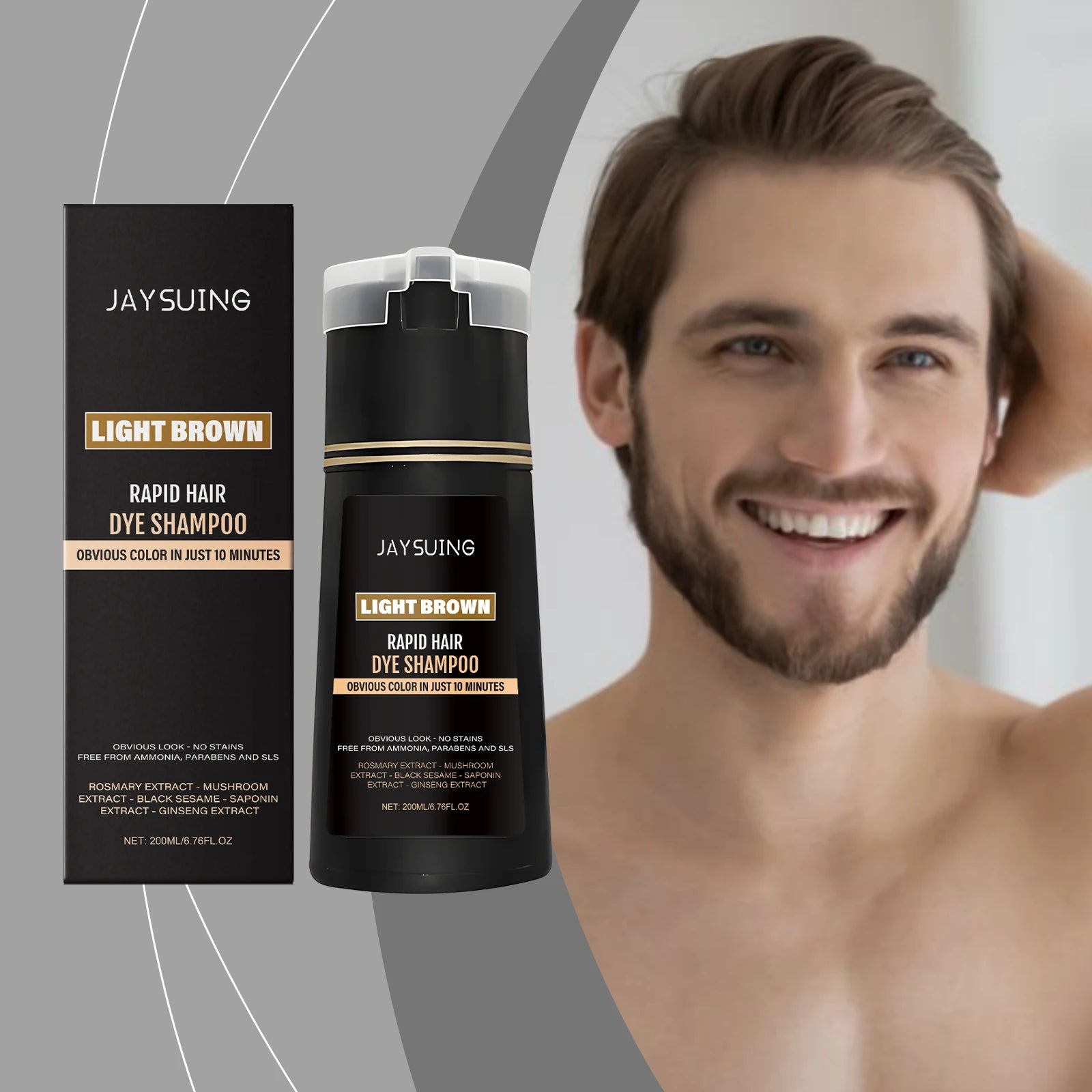 Jaysuing 3-in-1 Men's Hair Dye Shampoo – Gray Coverage 200ml Hair Dye Shampoo Oasis Select