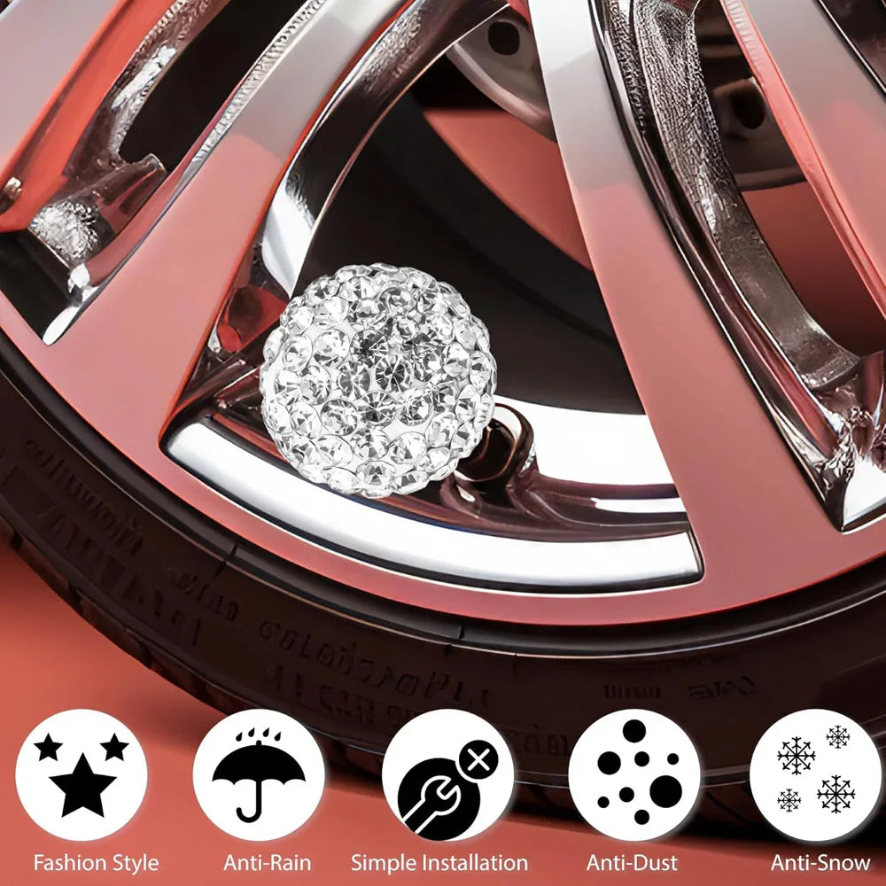 4Pcs Crystal Diamond Tire Stem Valve Caps for Cars, SUV, Trucks, Bikes, Motorcycles, Bicycles Oasis Select