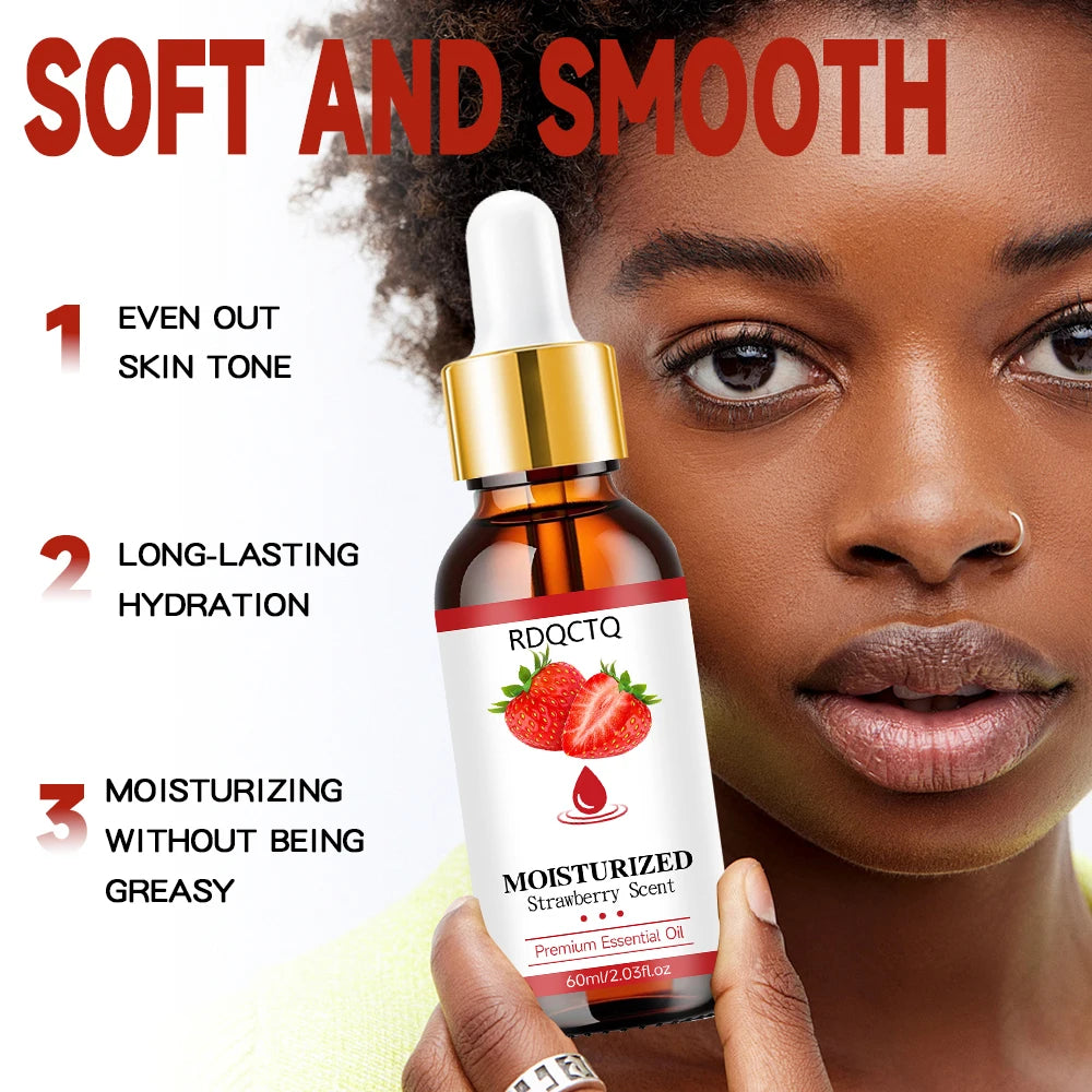 Strawberry Scented Moisturizing Essential Oil - Fruity Fragrance Hydrating Body Massage Oil for Dry Skin Care SPA Relaxing Oasis Select