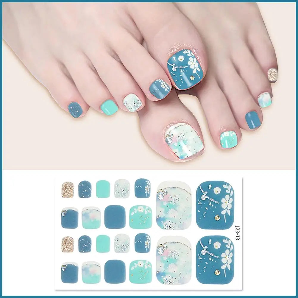 22-Piece Glitter Toe Nail Stickers – French Nail Wraps DIY Nail Art Stickers Oasis Select 12