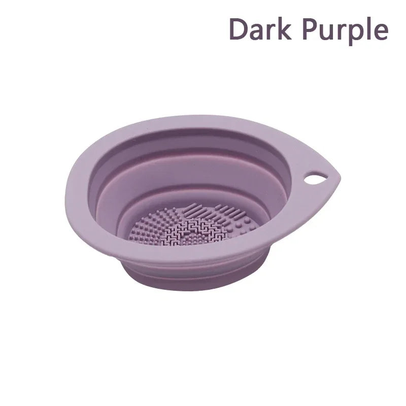 Silicone Makeup Brush Cleaner Folding Powder Puff Cleaning Bowl Eyeshadow Brushes Washing Soft Mat Beauty Tools Scrubber Box Oasis Select black