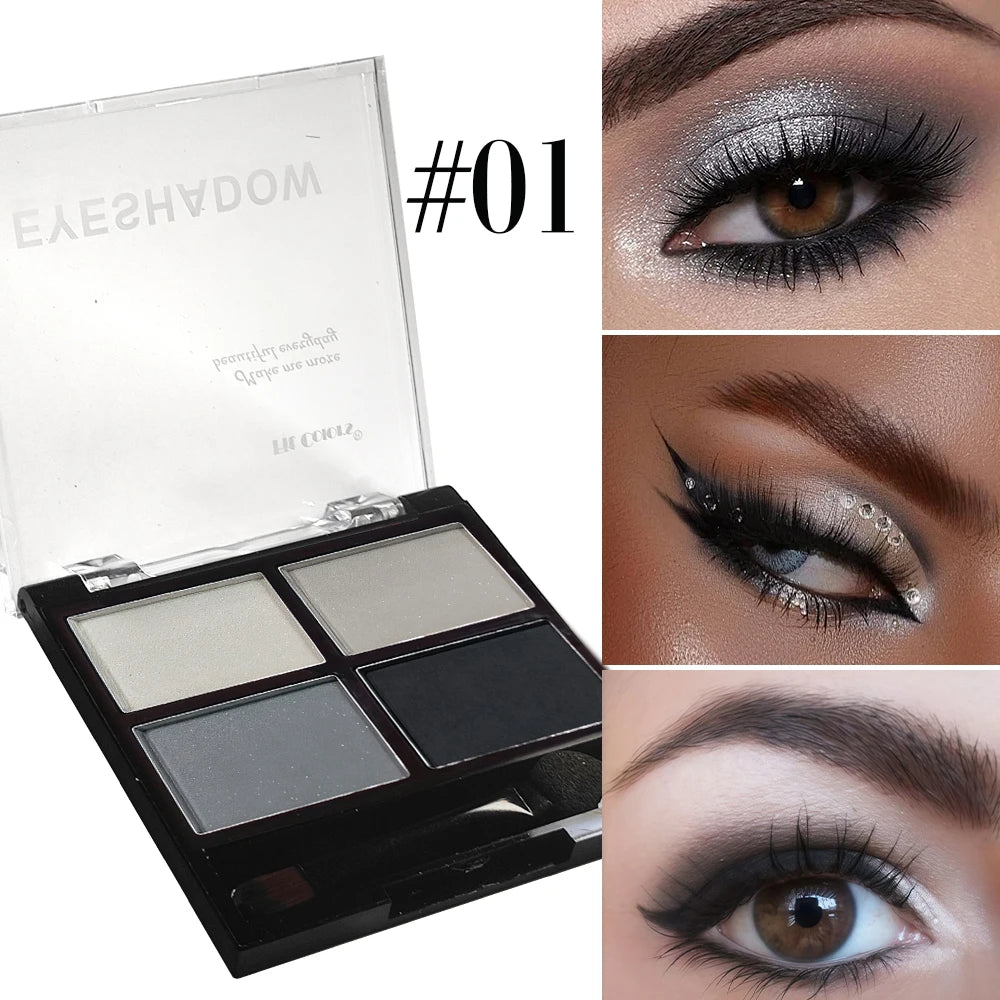 Fit Colors 4-Shade Pearlescent Matte Eyeshadow Palette | Shimmer