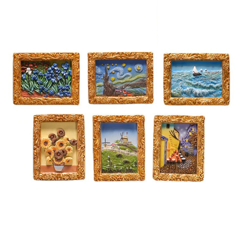World famous painting Van Gogh painting Picture frame 3d fridge magnets starry sky sunflower siesta refrigerator stickers gifts Oasis Select