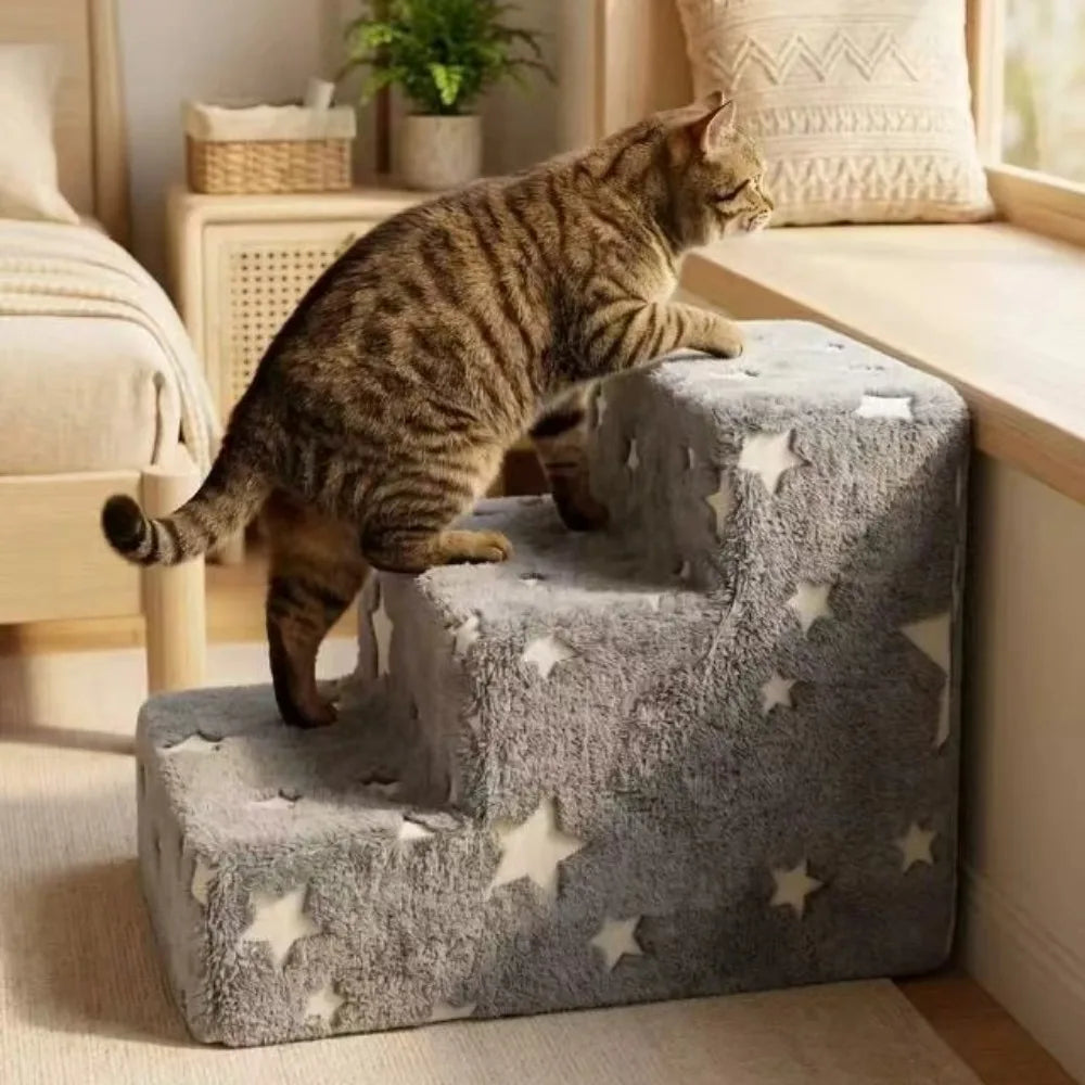 Noctilucent Star Shape 3/4 Pets Steps Foam Dogs Secure Stairs Ramps Pet Steps for Protect Older Dogs Non-Slip Pet Sofa Bed Ladde Oasis Select