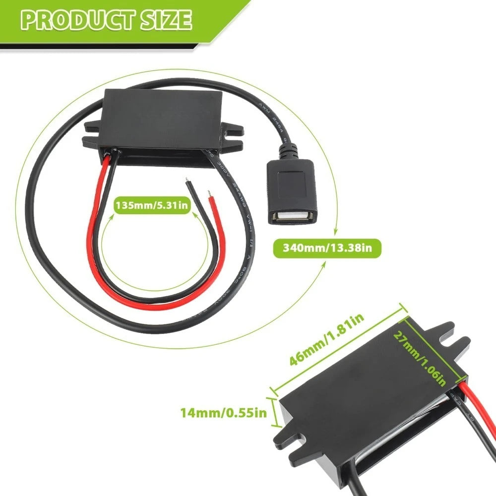 Waterpoor DC/DC 12V/24V Step Down To 5V USB Converter Buck Module Direct Current To Direct Current Regulator Car Power Converter Oasis Select