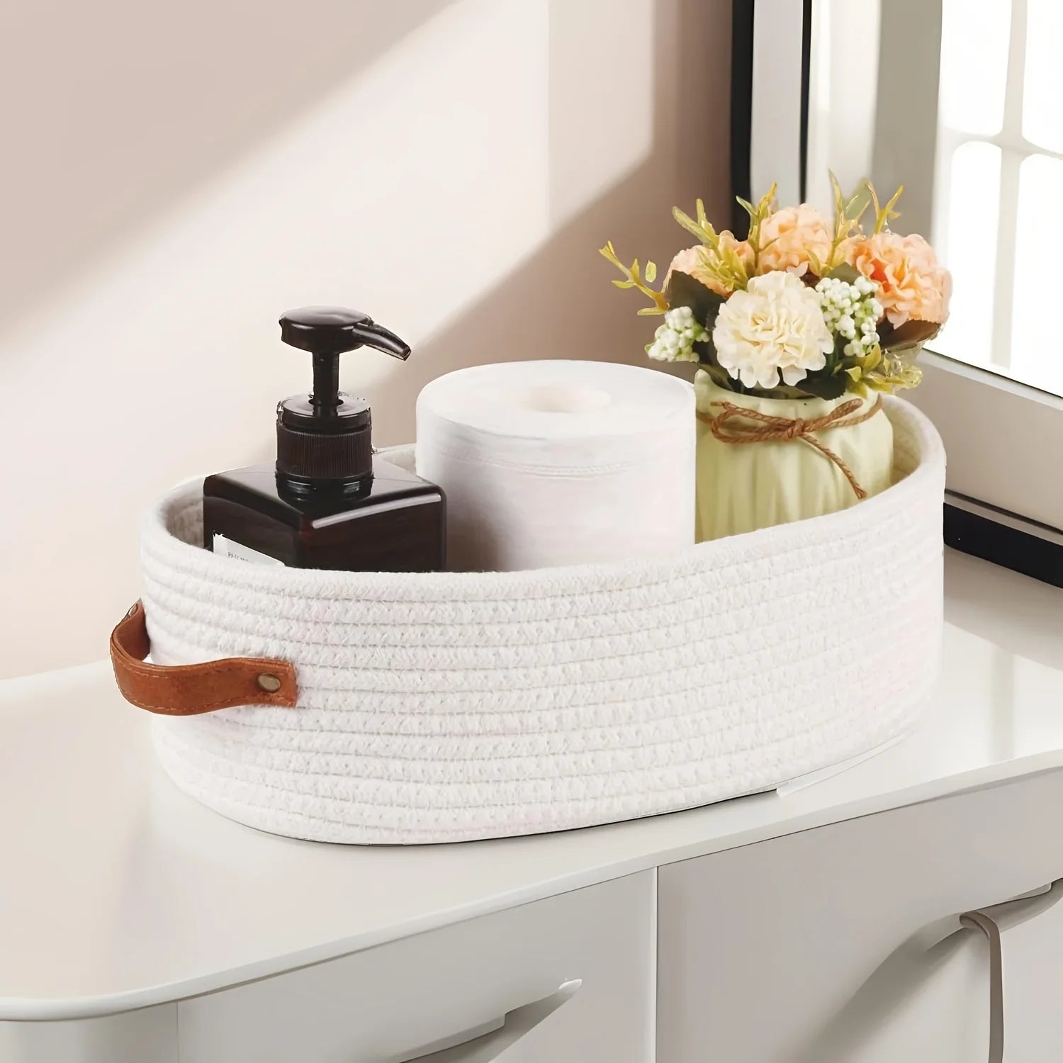 2pcs Oval Handle Bathroom Storage Basket Storage Basket Clothes Storage Box, Layered Finishing Box for Clothes and Pants Oasis Select