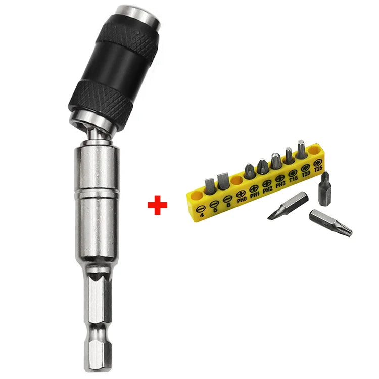 1/4"Hex Magnetic Pivoting Drill Bit Quick Change Drive Guide Drill Pivoting Bit Holder for Tight Spaces Magnetic Bit Tip Holder Oasis Select Silver set