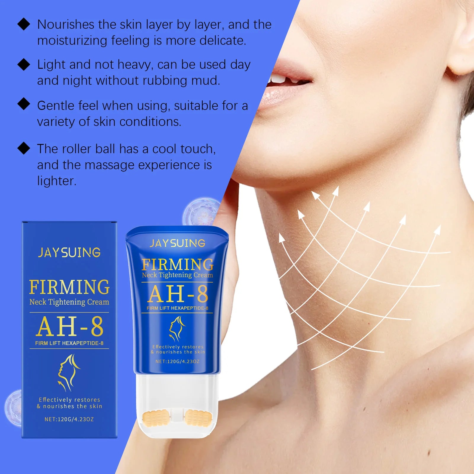 Lifting Firming Neck Cream Tightening Lotions with Roller Instant Face Lift Double Chin Anti Aging Moisturizing Skin Care Oasis Select