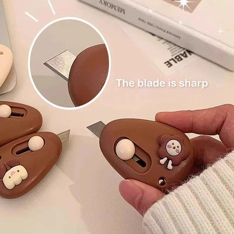 1pc Cute Cartoon Pebble Portable Art Knife Unpacking Express Knife Student Mini Paper Knife School Office Cutting Supplies Oasis Select