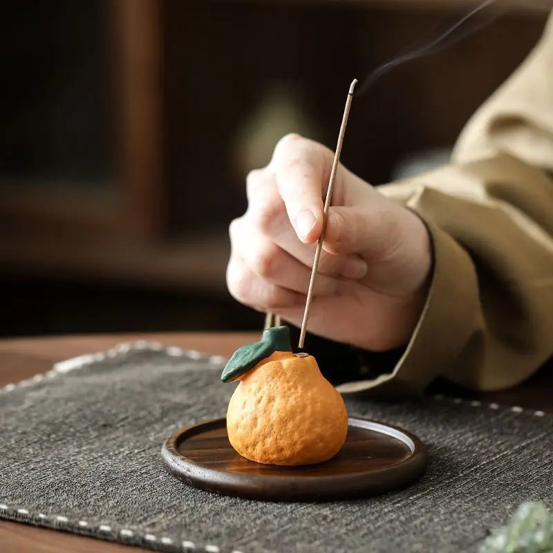 Creative Orange Incense Burner Home Fragrance Indoor Incense Insertion Zen Tea Room Incense Tray Incienso Insertion Base Ornamen Oasis Select