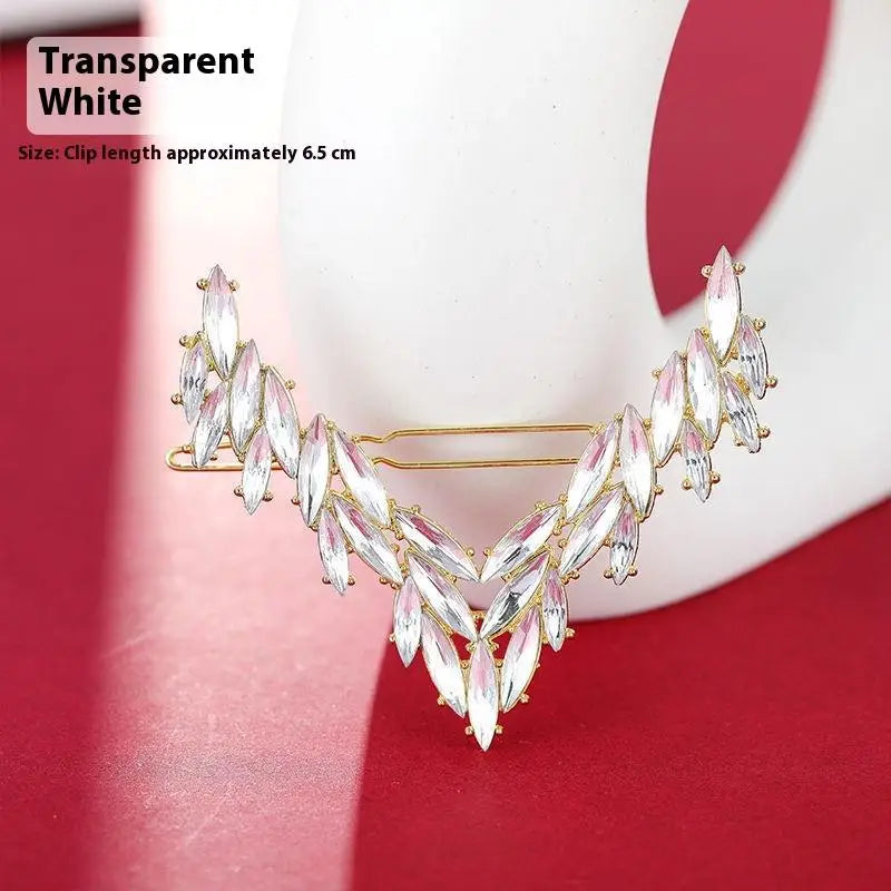 Korean V-Shape Crystal Hair Clip – Luxury Rhinestone Hairpin Crystal Hair Clip Oasis Select A6