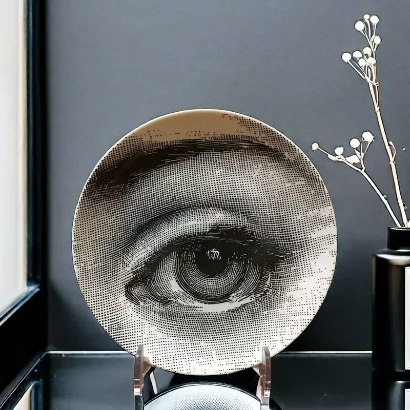 8 Inch Retro Ceramic Tray Elegant Lady Pattern Decorative Plate Microwave Safe Home Bedroom Office Table Art Ornament Gift Oasis Select 3