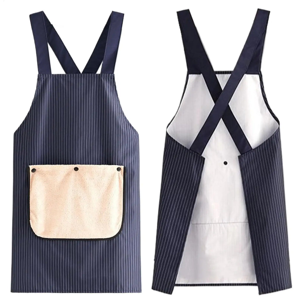 Kitchen Apron SWaterproof leeveless Cross Back Restaurant Uniform with Removable Hand Towel Anti-fouling Cooking Baking Bibs Oasis Select