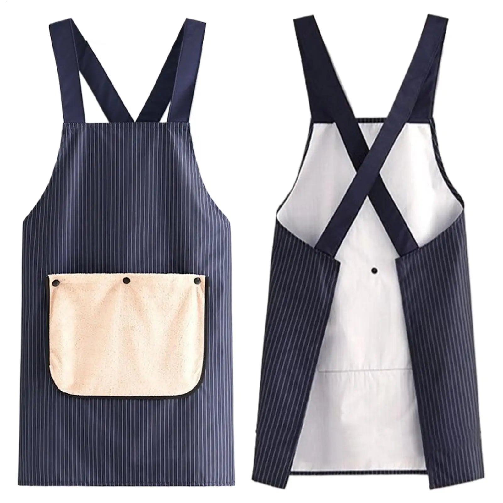 Kitchen Apron SWaterproof leeveless Cross Back Restaurant Uniform with Removable Hand Towel Anti-fouling Cooking Baking Bibs Oasis Select