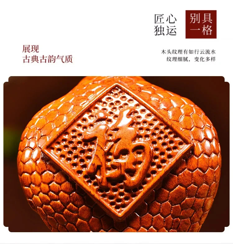 Rosewood Snake Ornament 12 Zodiac Solid Wood Cobra Mascot Ornament Home Fortune Decorative Arts and Crafts Oasis Select