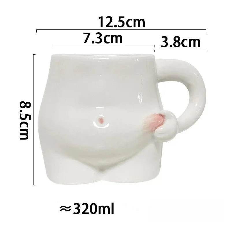 Creative Ceramic Coffee Mug Unique Hand Handle Design for Daily Beverage Office Home Funny Decorative Drinkware Gift Oasis Select about 320ml WHITE