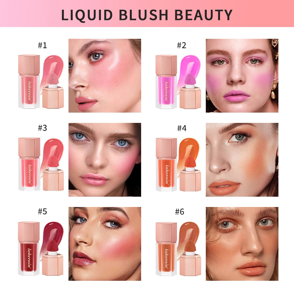 6 Colour Matte Liquid Blush Easy to apply long lasting waterproof blush sponge brush head Eyes lips Makeup Blush Cosmetics Oasis Select