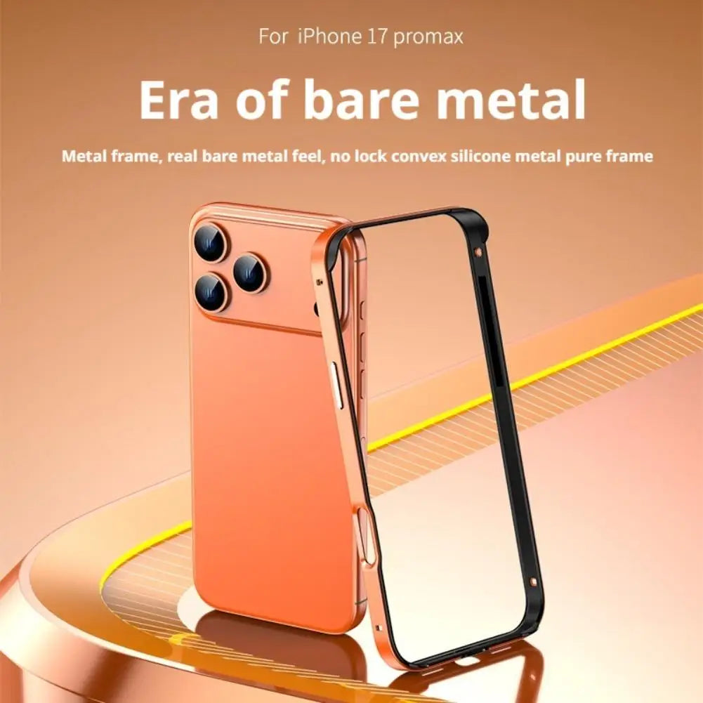 Luxury Alloy Metal Bumper Phone Case For iPhone 17 Air 17 Pro Max 17 Pro Silicone Lining Corner Pads Anti Collision Frame Oasis Select