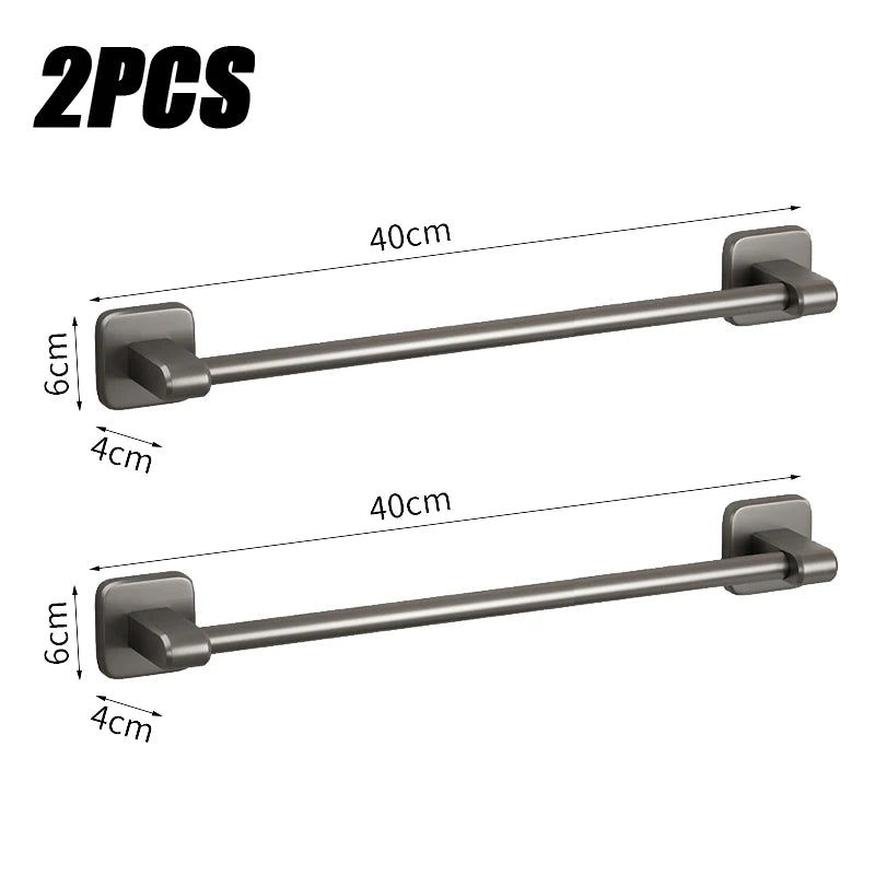 Bathroom Towel Rack Stainless Steel Towel Rack Slipper Rack Hole-Free Towel Bar Bathroom Shelf Organizer Kitchen Storage Racks Oasis Select Grey 40cm 2PCS