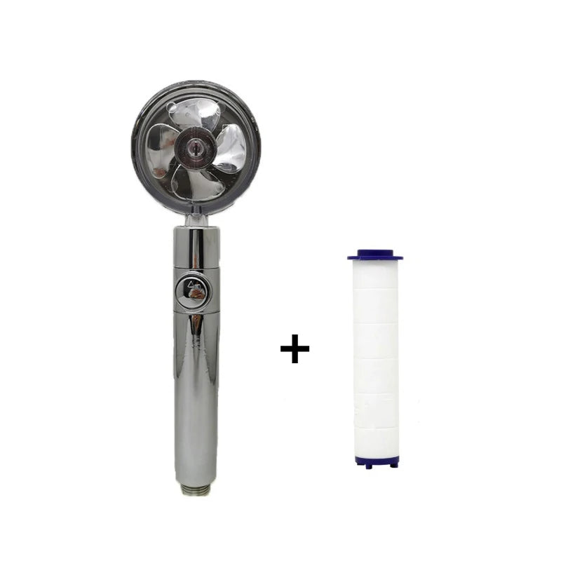 Shower Head Water Saving Flow 360 Degrees Rotating with Filter & Fan ABS Rain High Pressure Spray Nozzle Bathroom Accessories Oasis Select Sliver with Filter
