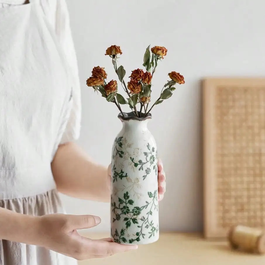 Crackle Ceramic Flower Vase Hydroponic Vase Table Decor Floral Arrangement Valentine's Day Gifts Birthday Graduation Gift Oasis Select