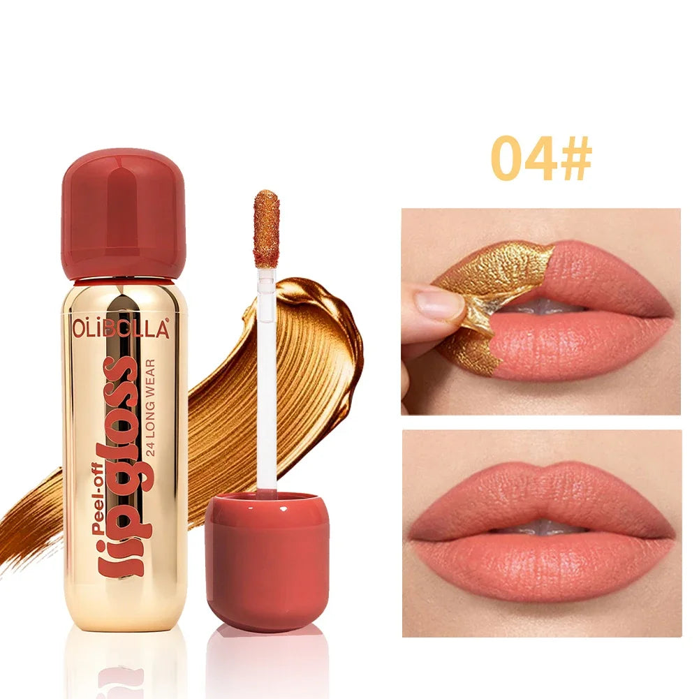 1Pc Gold Peel Off Lip Liner & Lip Gloss, Long Lasting Waterproof Lip Tattoo Stain Oasis Select 04