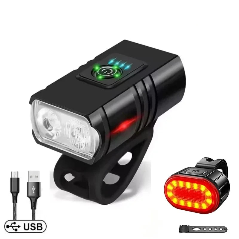 9 LED High Lumens Bicycle Light USB rechargeable Zoomable Bike Headlight Flashlight Road Cycling waterproof torch Night riding Oasis Select Style C-taillight