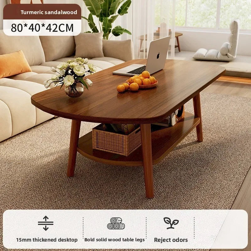 Coffee table living room small apartment multi-functional small tea table Nordic simple homestay double-layer small table Oasis Select T-80CM