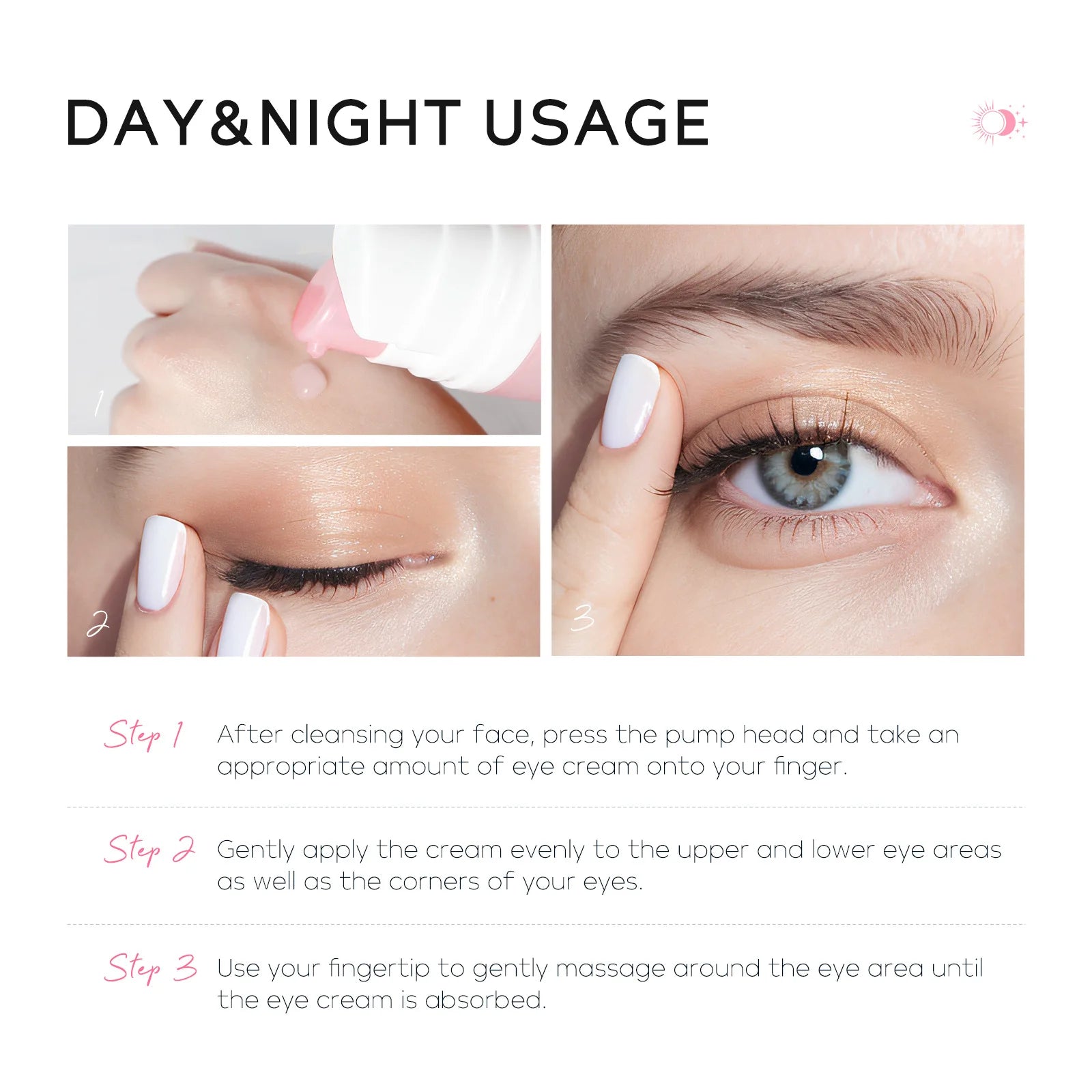 LAIKOU Japan Sakura Day Night Eye Cream Sakura Extract Refreshing Hydrating Smooth Fine Lines Improve Under Eye Elasticity Oasis Select
